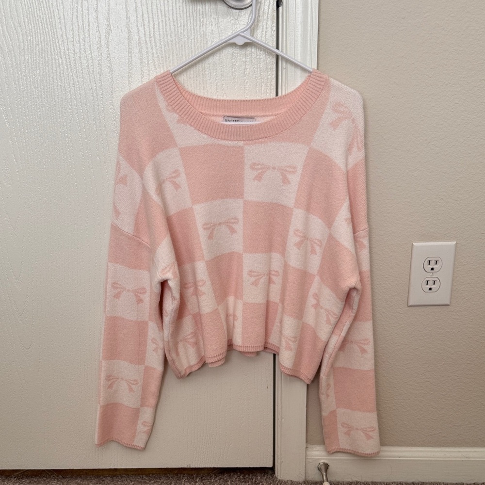 Sincerely Jules Pink and White Checkered Sweater